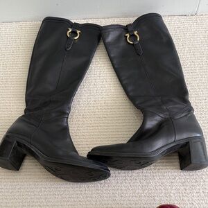 Ferragamo Knee-High Riding Boots - Black